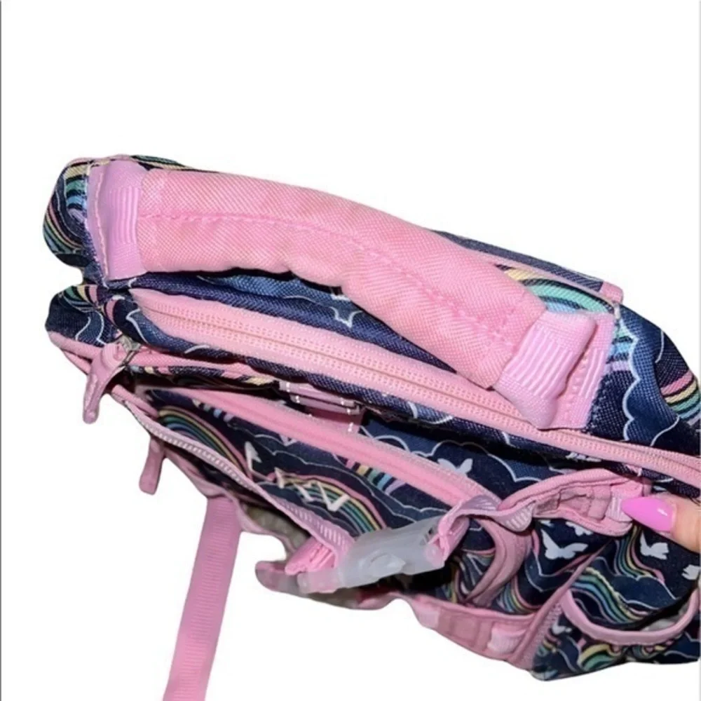 Pottery Barn Kids Navy Blue & Pink Monogrammed‎ Rainbows Girls Backpack